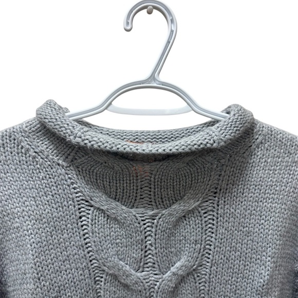 Joe Fresh Cable Knit Grey Mockneck Soft Chunky Sweater Size Large Normcore - Picture 3 of 5